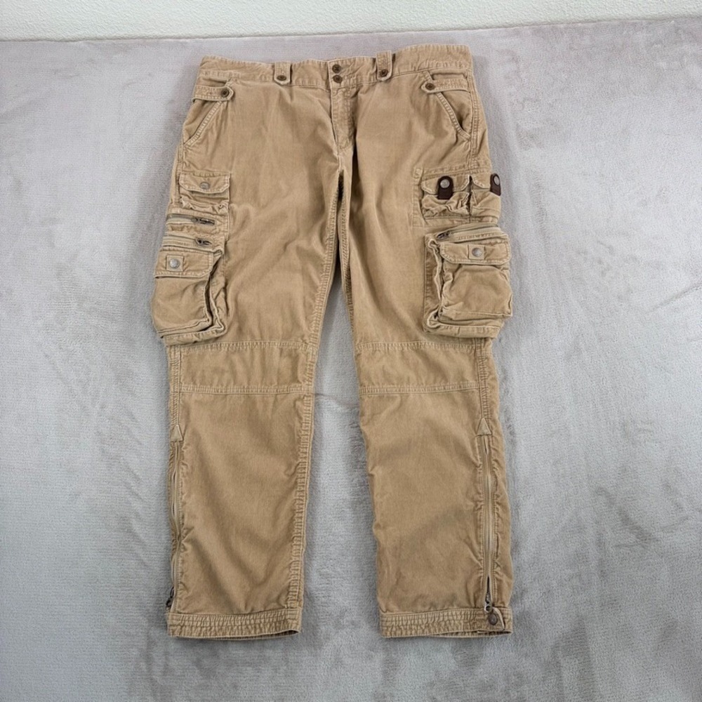 VTG Polo Ralph Lauren Military Paratrooper Pants Men 38x30 Corduroy Zip Ankle